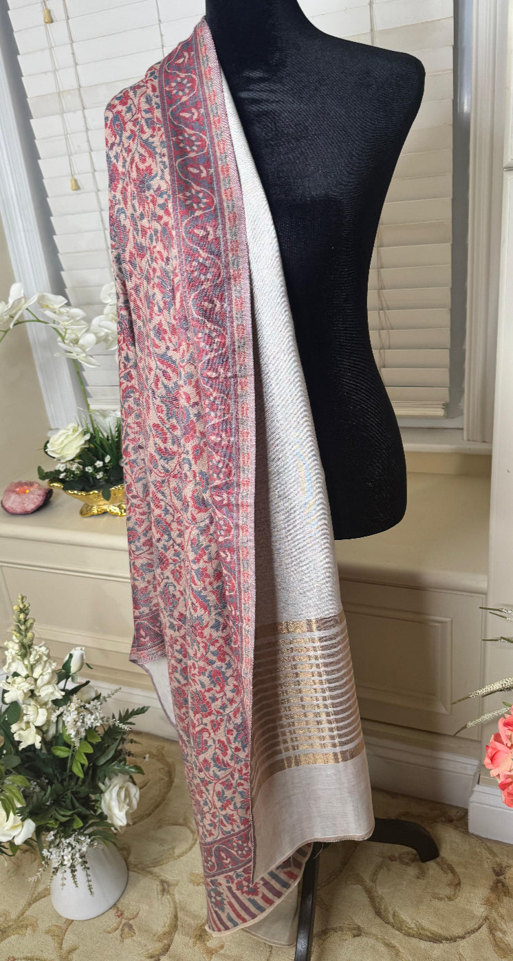 Kani Reversible Zari Border Shawl